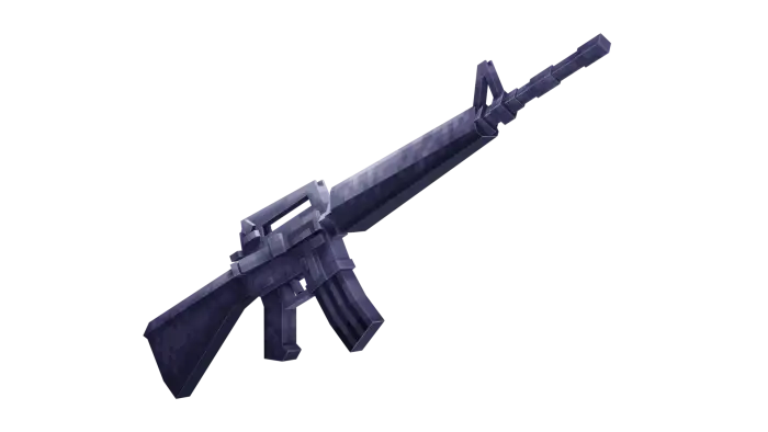 3D pixel-style assault rifle weapon model