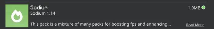 ALT text Sodium mod pack for performance boost