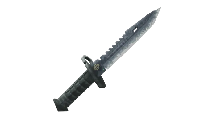 Pixelated 3D combat knife with dark handle