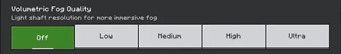 Volumetric fog quality set to Off