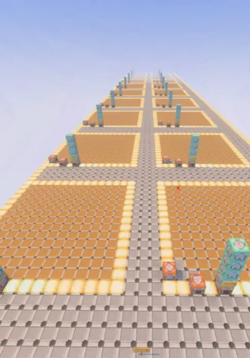 Grid of skyblock plots with command blocks
