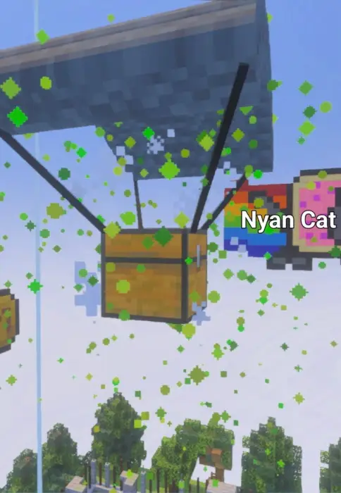 Floating loot chest with pixel art nearby