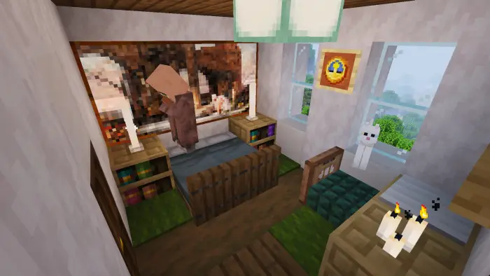 Small, cozy villa bedroom with furnishings