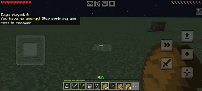 Low energy warning in challenging survival mode