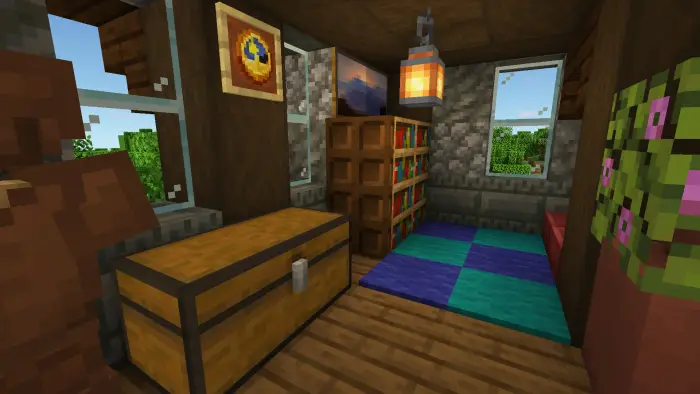 Cozy medieval house interior with decor