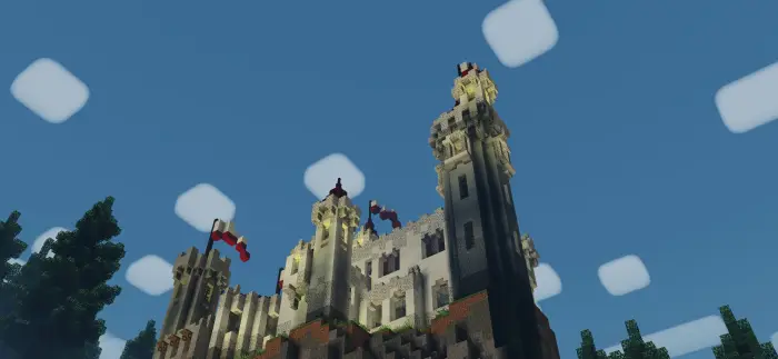 Castle with realistic lighting and sky