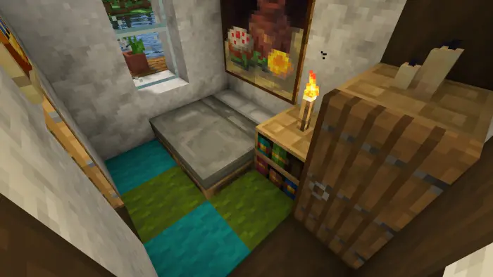Cozy medieval cottage bedroom interior