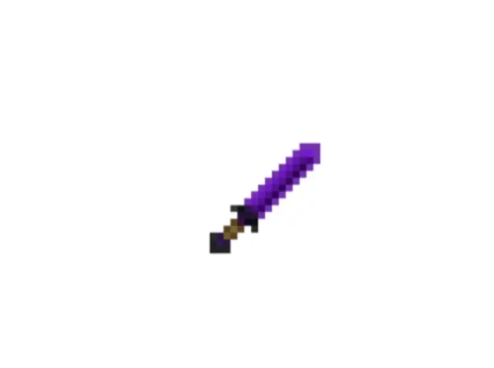 Pixelated purple sword with black hilt.