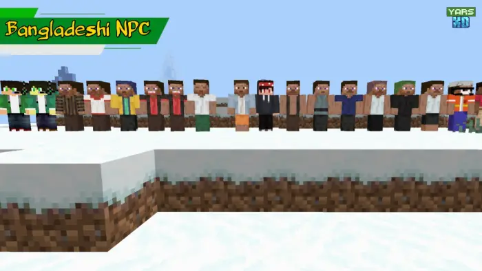 Row of Bangladeshi NPCs in village attire