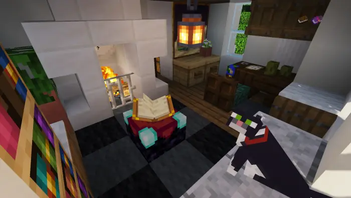 Cozy Victorian house interior with fireplace