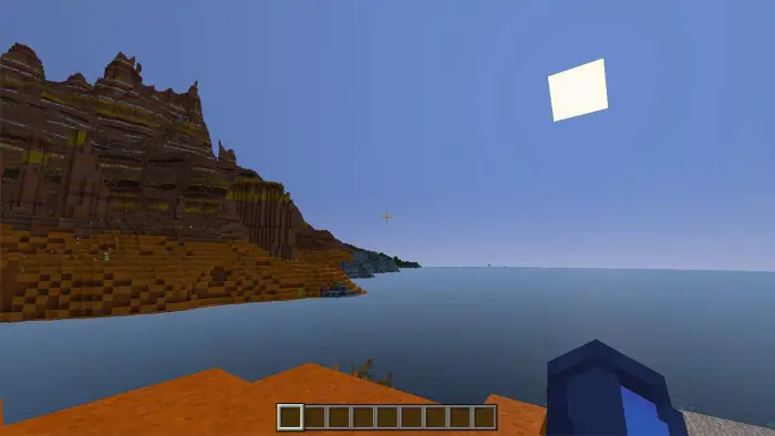 Clear landscape with distant mesa and water