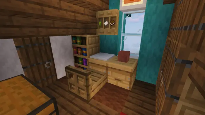 Cozy wooden study corner with desk and chair