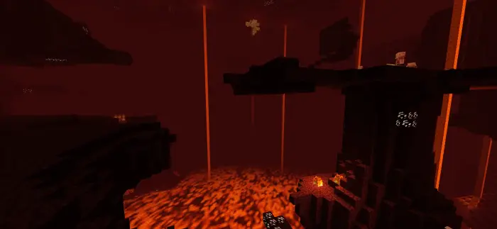 Glowing lava and shadows in a fiery cavern