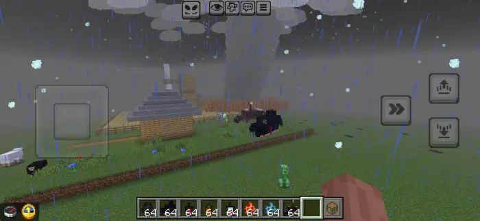 Tornado approaching village during rainstorm