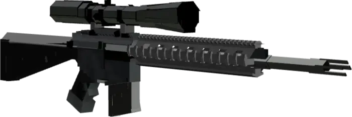 Blocky 3D assault rifle with scope attached