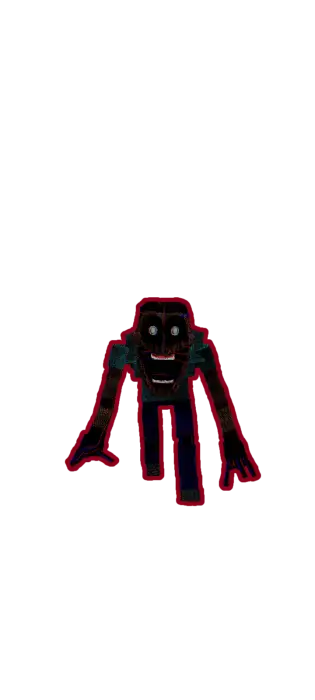 Creepy mimic monster with glowing eyes.