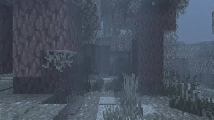 Pale forest with moss and dense mist