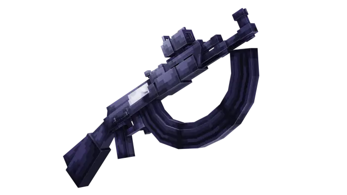 Pixelated 3D assault rifle with curved magazine