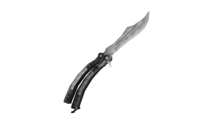 Butterfly knife with metallic blade
