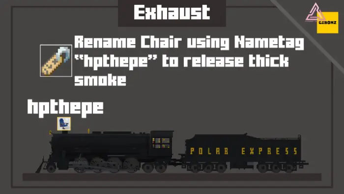 Steam train with Polar Express label and text.
