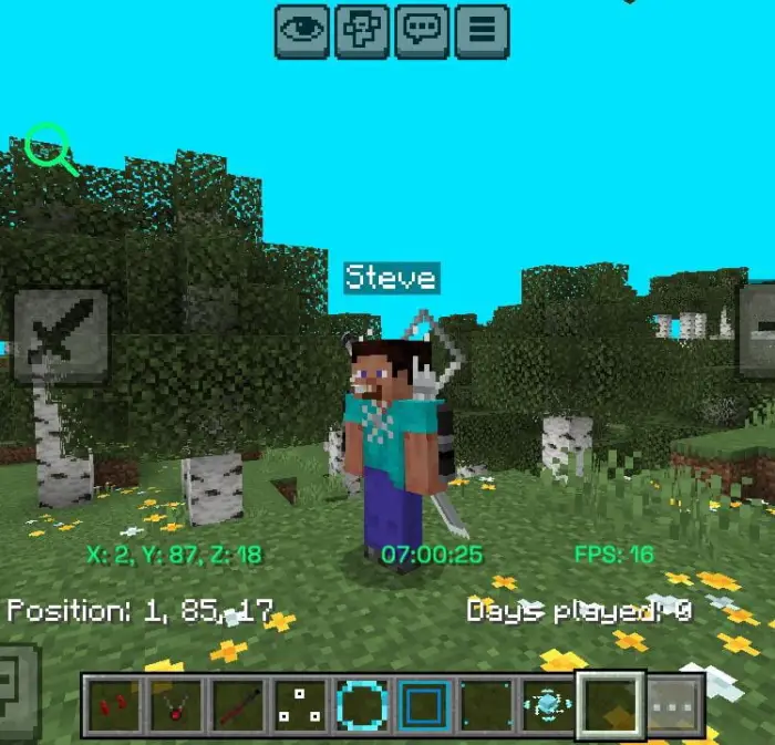 Character with cosmetic items in forest scene