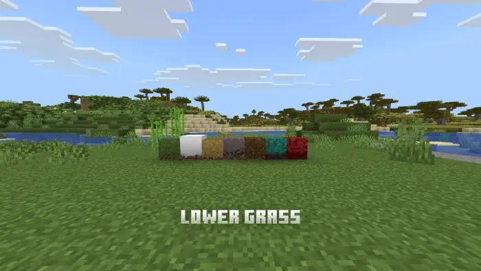 Grass block variations labeled Lower Grass