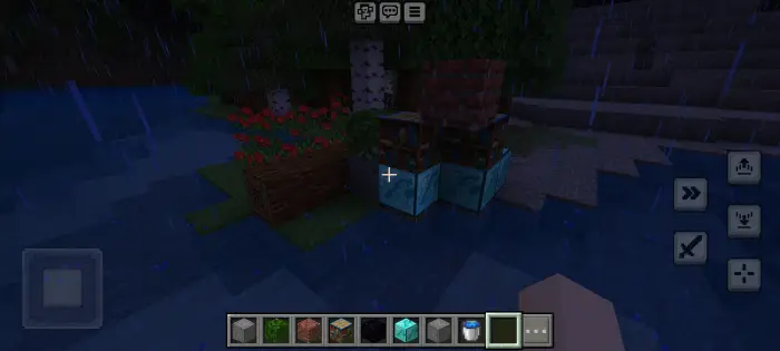 Detailed blocks and water in rainy night scene