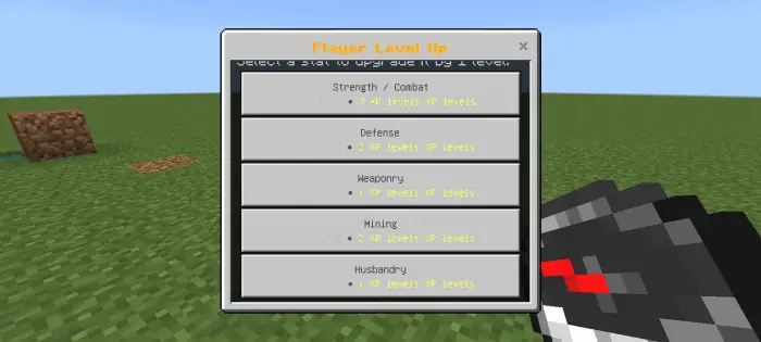 Level up menu showing skill upgrade options