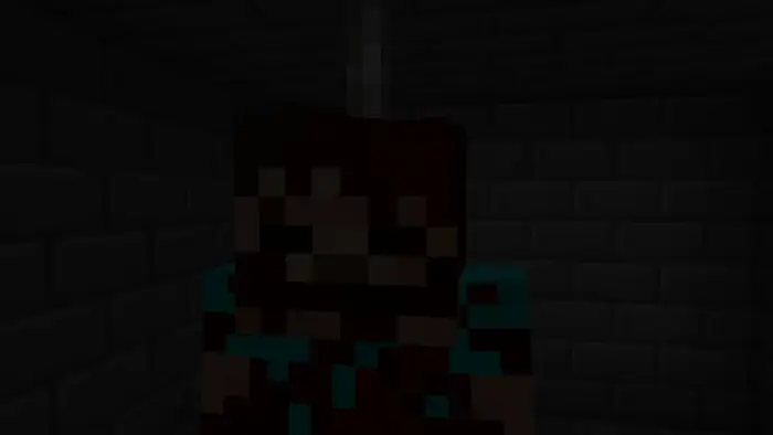 ALT Pixelated figure in a dark, eerie room