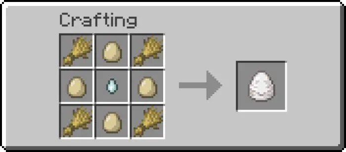 Crafting recipe for a spawn egg shown