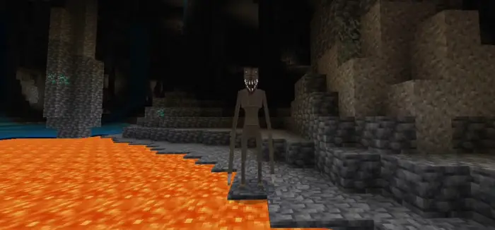 Creepy stalker mob near lava in cave