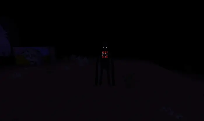 Dark cave creature with glowing eyes and mouth