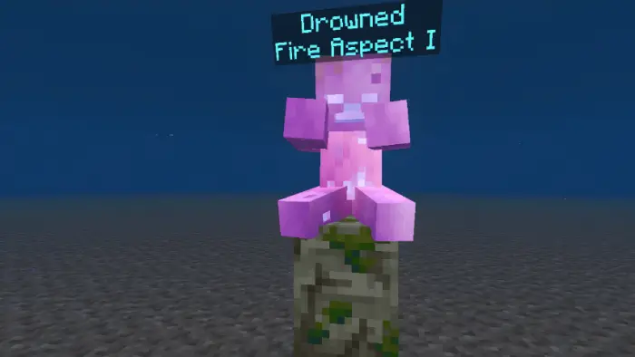Pink enchanted mob labeled Drowned