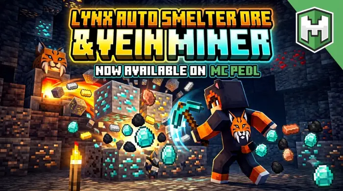 Player mining ores with auto-smelt effect