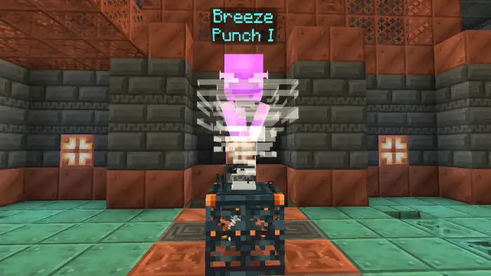 Enchanted mob spawner in a dungeon room