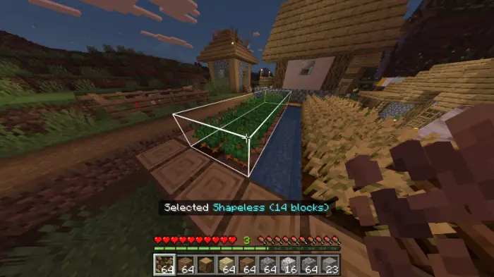Highlighted crop blocks selected for mining
