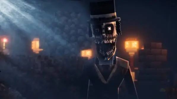 Creepy blocky silhouette with a top hat