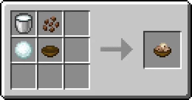 Crafting recipe for a bowl of ice cream
