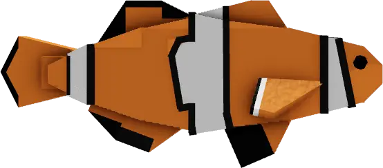 Blocky orange and white fish with black stripes