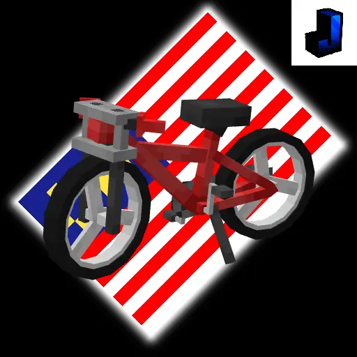 Pixel-style red bicycle over Malaysian flag