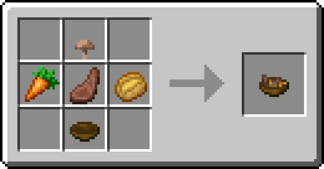 Recipe grid crafting a bowl of stew