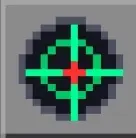 Pixelated detector icon with green crosshairs