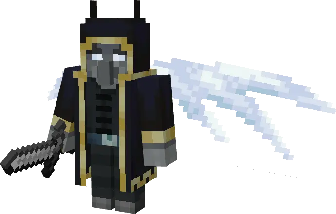 Winged boss mob with sword and dark cloak