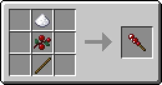 Crafting recipe for a berry candy stick