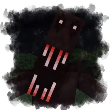 Blocky horror creature with glowing eyes