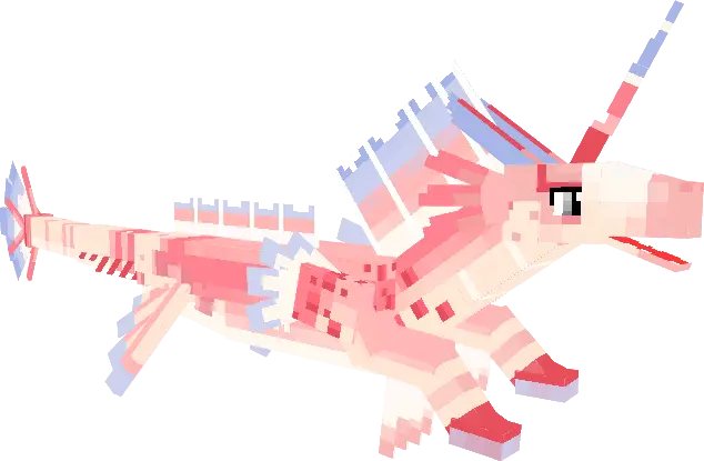 Pixelated pink dragon-like creature model