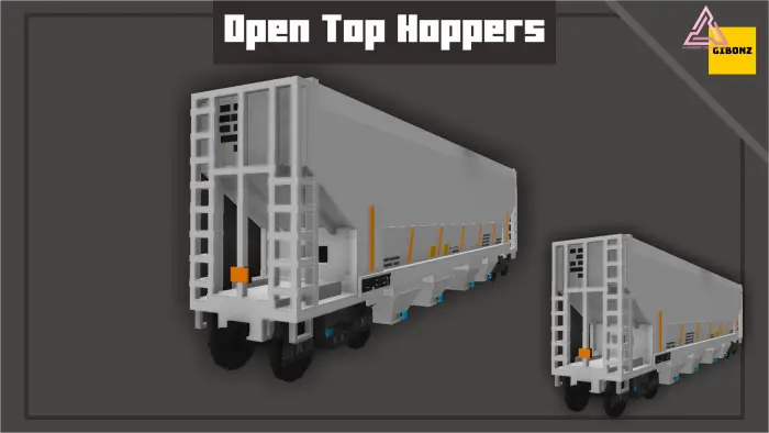 3D render of open top train hoppers