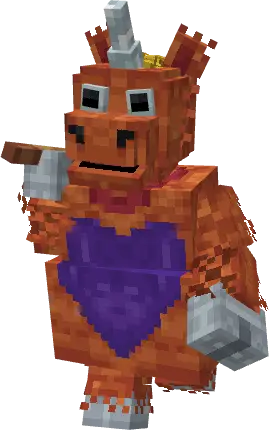 Orange unicorn boss with axe and purple heart