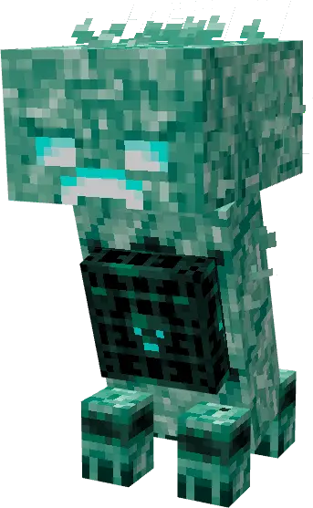 Glowing teal hostile mob with dark chest