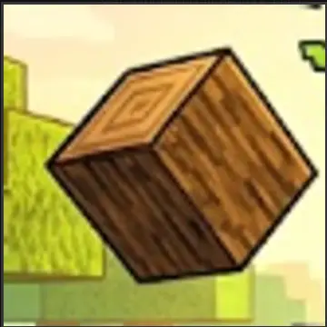 Block of wood floating in pixel world
